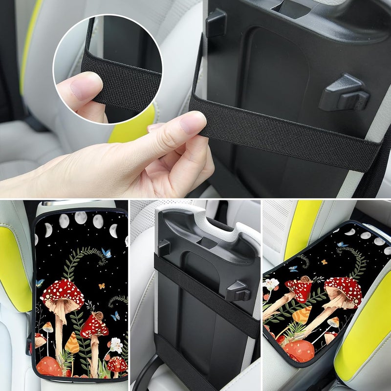 Adastrah Red Mushroom Auto Center Console Pad,Soft Waterproof Car Center Console Cover Auto Armrest Seat Box Cover Protector for Most Vehicle SUV Truck Car - Image 2